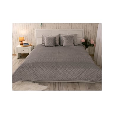 Покривало Руно двостороннє декоративне Velour Grey ромб 150х220 см (360.55_Grey ромб) - фото 1