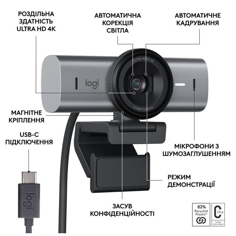 Веб-камера Logitech MX Brio 4K Graphite (960-001559) - фото 7
