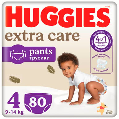Підгузки Huggies Extra Care Розмір 4 (9-14 кг) Pants Box 80 шт (5029053582405) - фото 1