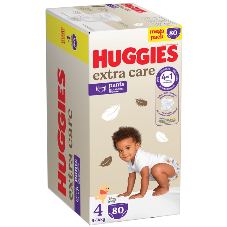 Підгузки Huggies Extra Care Розмір 4 (9-14 кг) Pants Box 80 шт (5029053582405) - фото 2