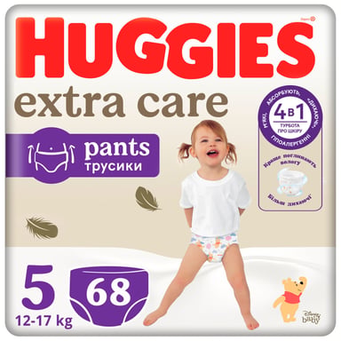 Підгузки Huggies Extra Care Розмір 5 (12-17кг) Pants Box 68 шт (5029053582412) - фото 1