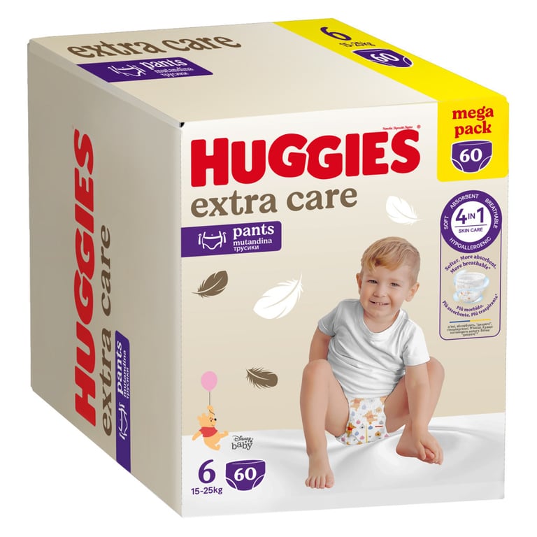 Підгузки Huggies Extra Care Розмір 6 (15-25кг) Pants Box 60 шт (5029053582429) - фото 2