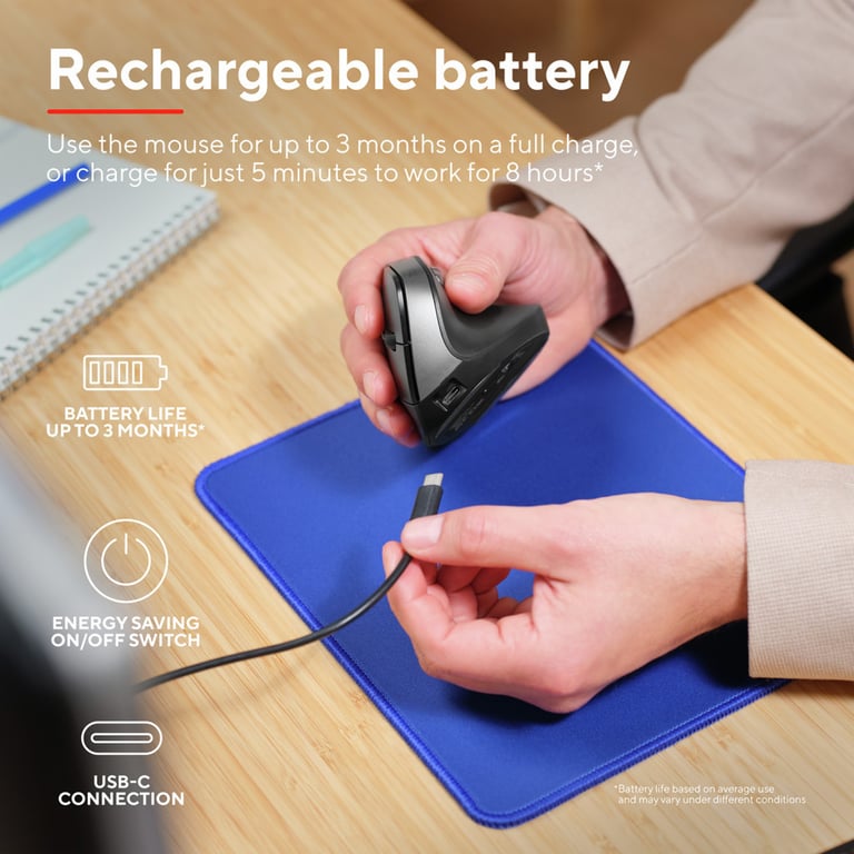 Мишка Trust Bayo 2 Ergonomic Wireless/USB-A Black (25145) - фото 11