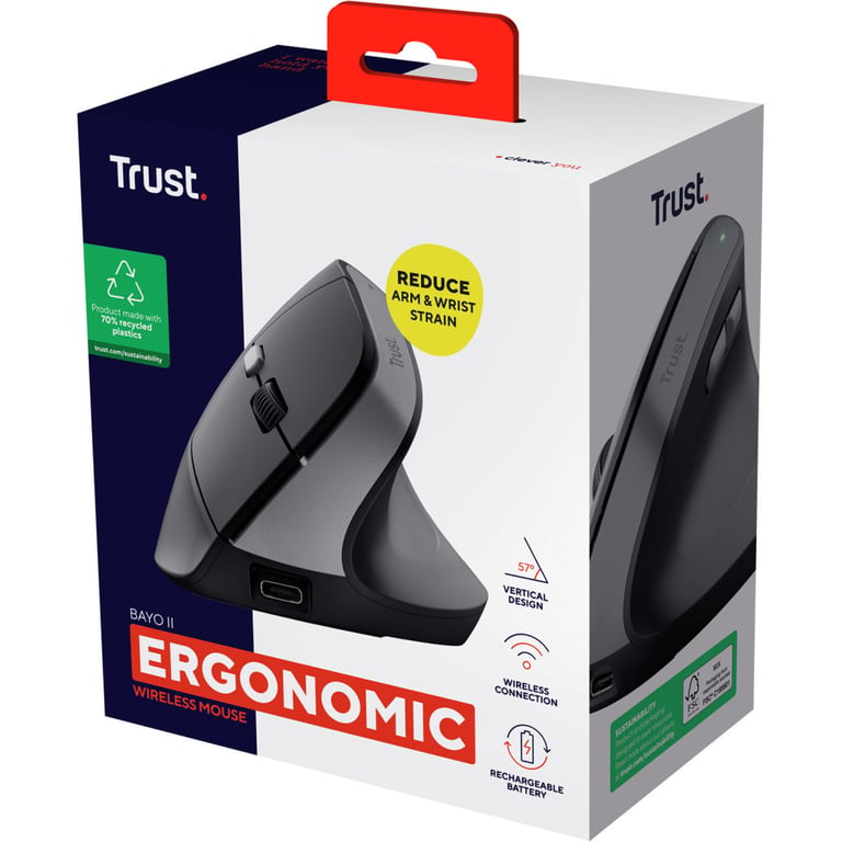 Мишка Trust Bayo 2 Ergonomic Wireless/USB-A Black (25145) - фото 9