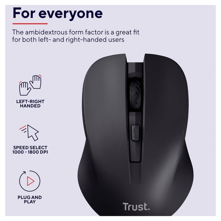 Мишка Trust Mydo Silent Wireless Black (25084) - фото 6