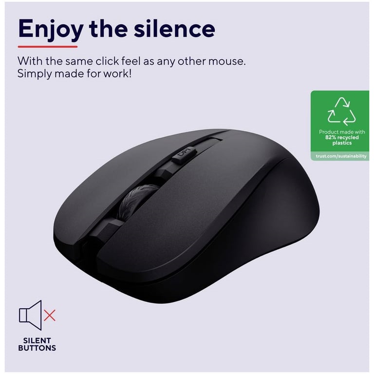 Мишка Trust Mydo Silent Wireless Black (25084) - фото 7