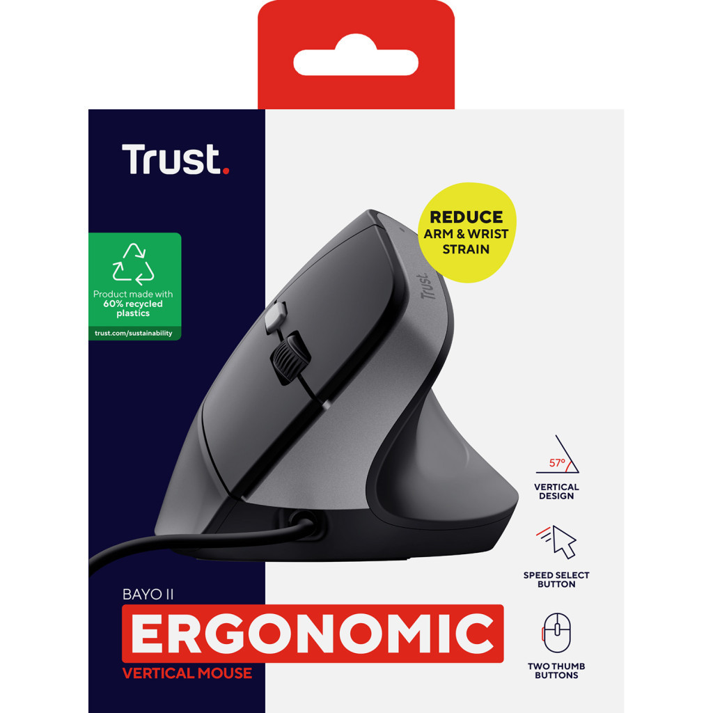 Мишка Trust Bayo II Ergonomic USB Black (25144) - фото 9 Мишка Trust Bayo II Ergonomic USB Black (25144) - фото 9