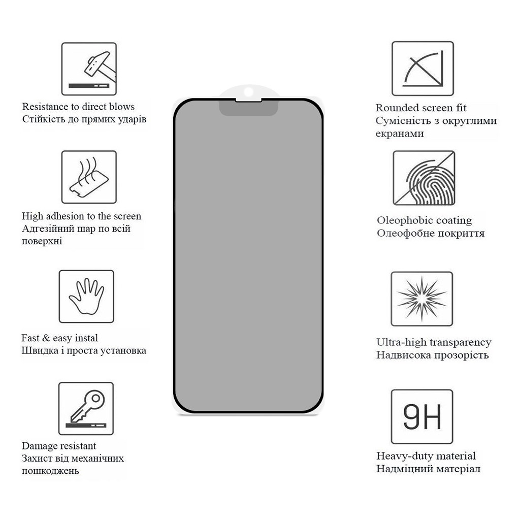 Скло захисне Drobak Matte Ceramics Anty Spy Apple iPhone 15 Pro (292926) - фото 3 Скло захисне Drobak Matte Ceramics Anty Spy Apple iPhone 15 Pro (292926) - фото 3
