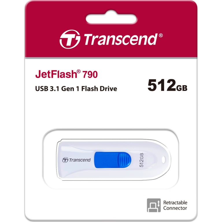 USB флеш накопичувач Transcend 512GB JetFlash 790 White USB 3.1 (TS512GJF790W) - фото 5
