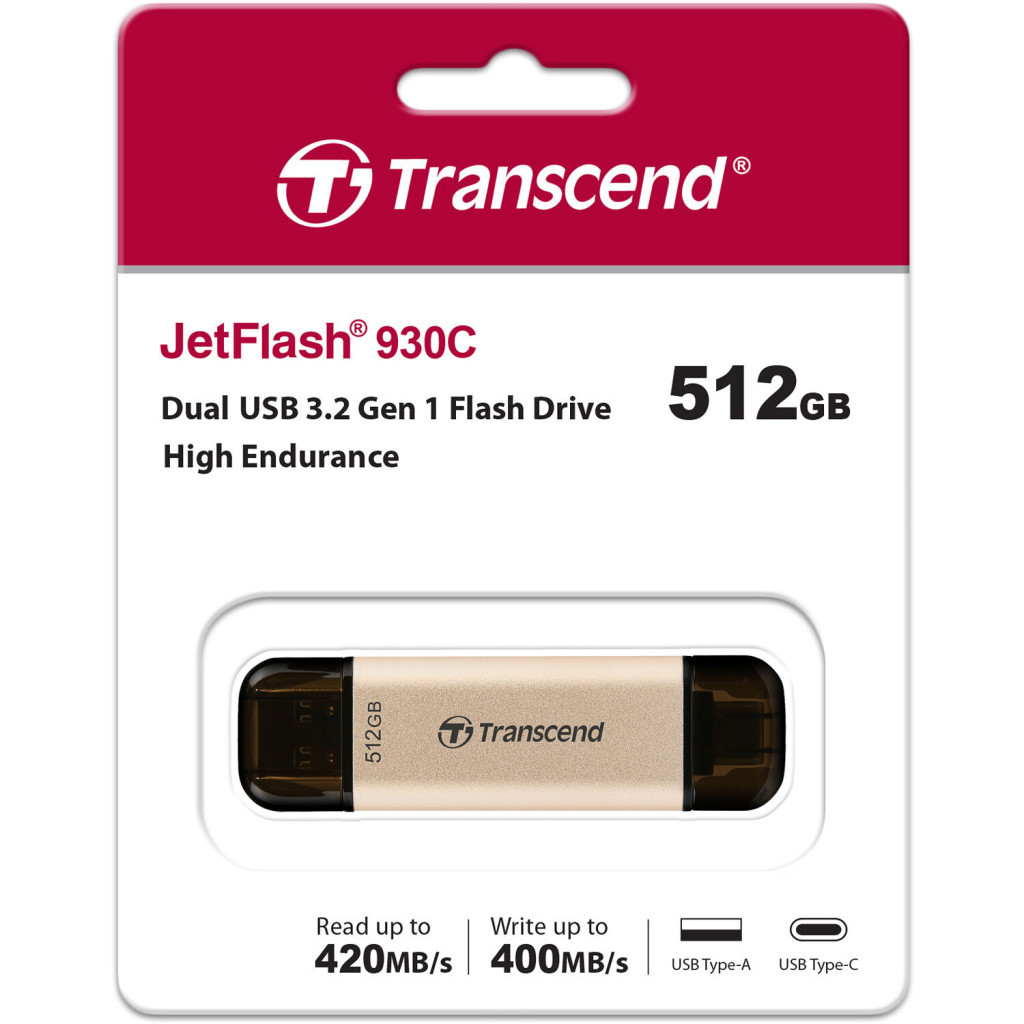 USB флеш накопичувач Transcend 512GB JetFlash 930C Gold-Black USB 3.2/Type-C (TS512GJF930C) - фото 8 USB флеш накопичувач Transcend 512GB JetFlash 930C Gold-Black USB 3.2/Type-C (TS512GJF930C) - фото 8