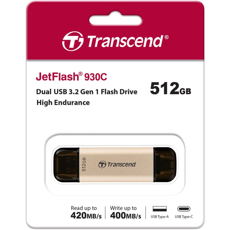 USB флеш накопичувач Transcend 512GB JetFlash 930C Gold-Black USB 3.2/Type-C (TS512GJF930C) - фото 8