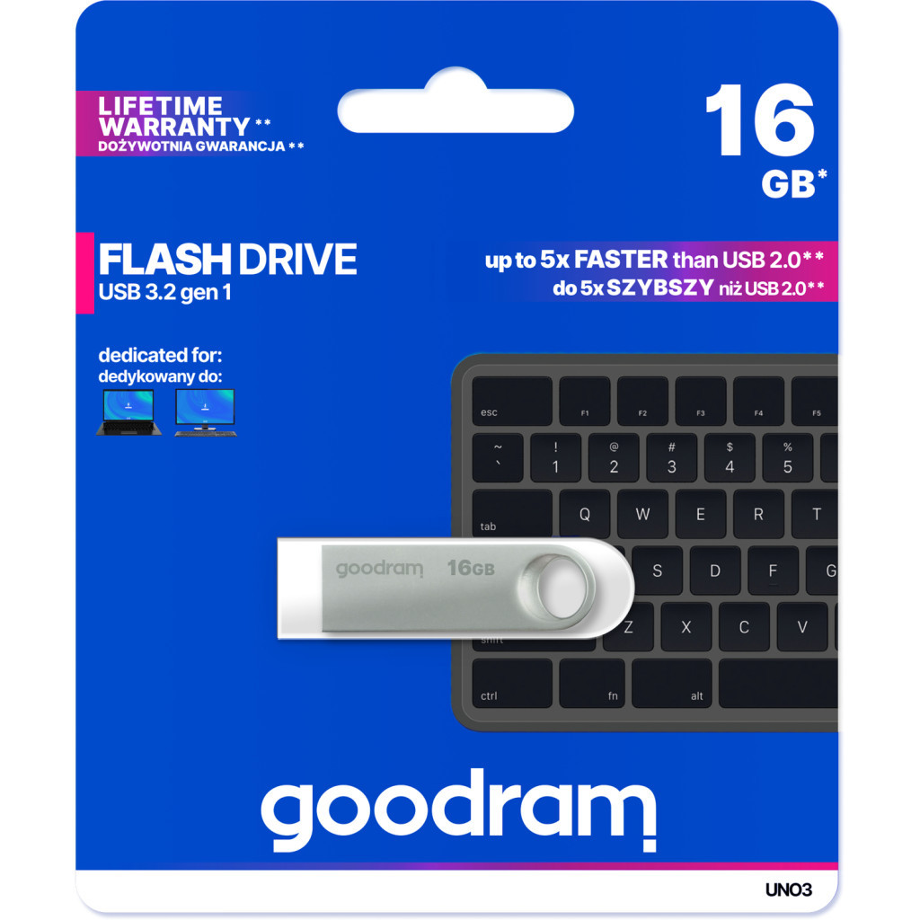 USB флеш накопичувач Goodram 16GB UNO3 Steel USB 3.2 (UNO3-0160S0R11) - фото 4 USB флеш накопичувач Goodram 16GB UNO3 Steel USB 3.2 (UNO3-0160S0R11) - фото 4