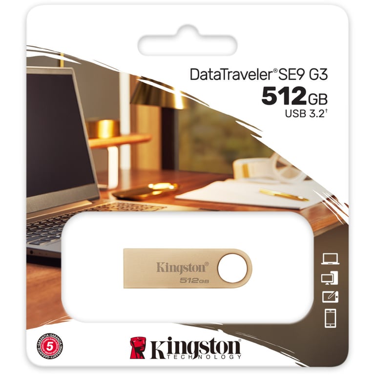 USB флеш накопичувач Kingston 512GB DataTraveler SE9 G3 Gold USB 3.2 (DTSE9G3/512GB) - фото 6