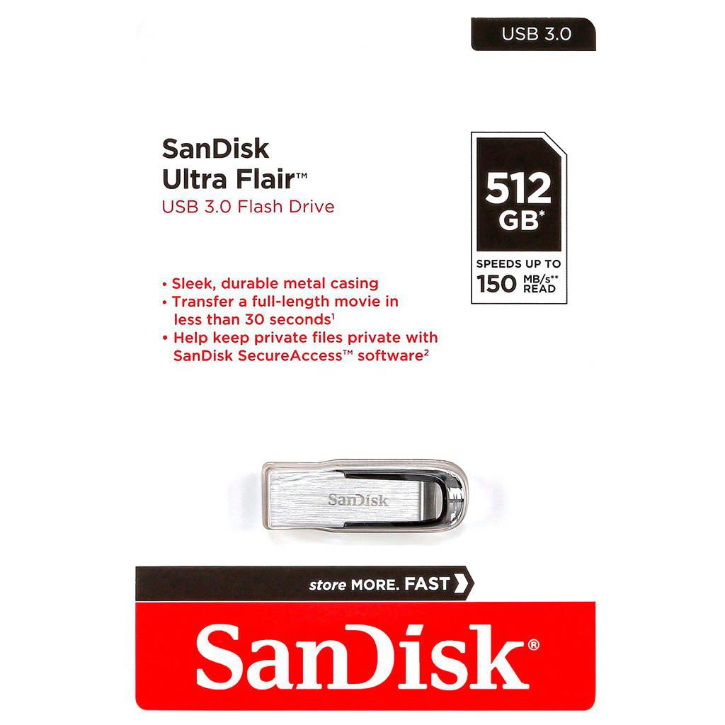 USB флеш накопичувач SanDisk 512GB Ultra Flair Silver-Black USB 3.0 (SDCZ73-512G-G46) - фото 5 USB флеш накопичувач SanDisk 512GB Ultra Flair Silver-Black USB 3.0 (SDCZ73-512G-G46) - фото 5