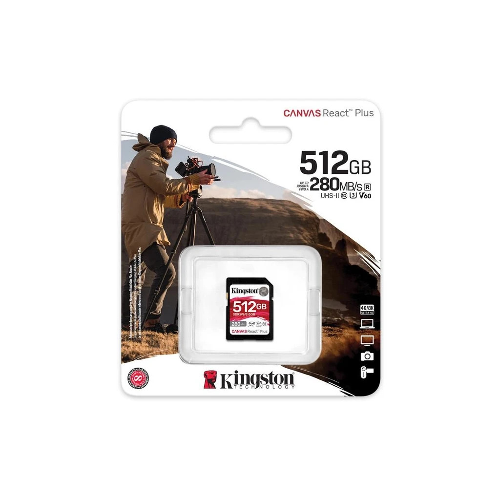 Карта пам'яті Kingston 512GB SDXC class 10 UHS-II U3 Canvas React Plus (SDR2V6/512GB) - фото 3 Карта пам'яті Kingston 512GB SDXC class 10 UHS-II U3 Canvas React Plus (SDR2V6/512GB) - фото 3