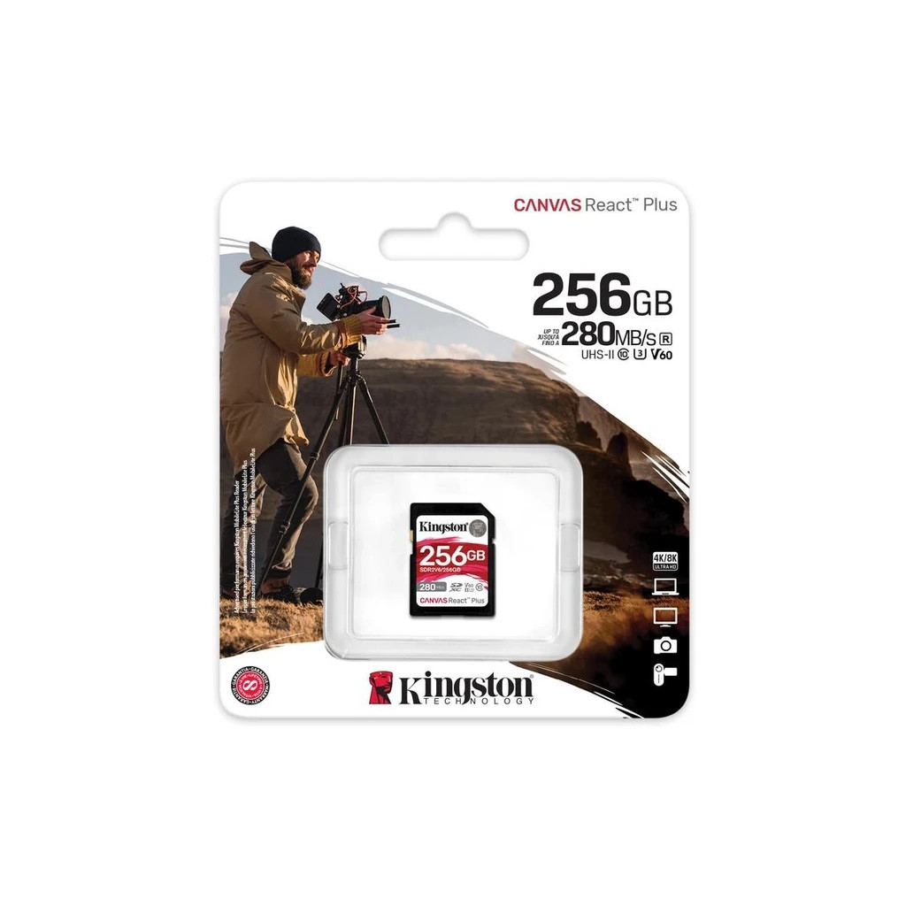 Карта пам'яті Kingston 256GB SDXC class 10 UHS-II U3 Canvas React Plus (SDR2V6/256GB) - фото 3 Карта пам'яті Kingston 256GB SDXC class 10 UHS-II U3 Canvas React Plus (SDR2V6/256GB) - фото 3
