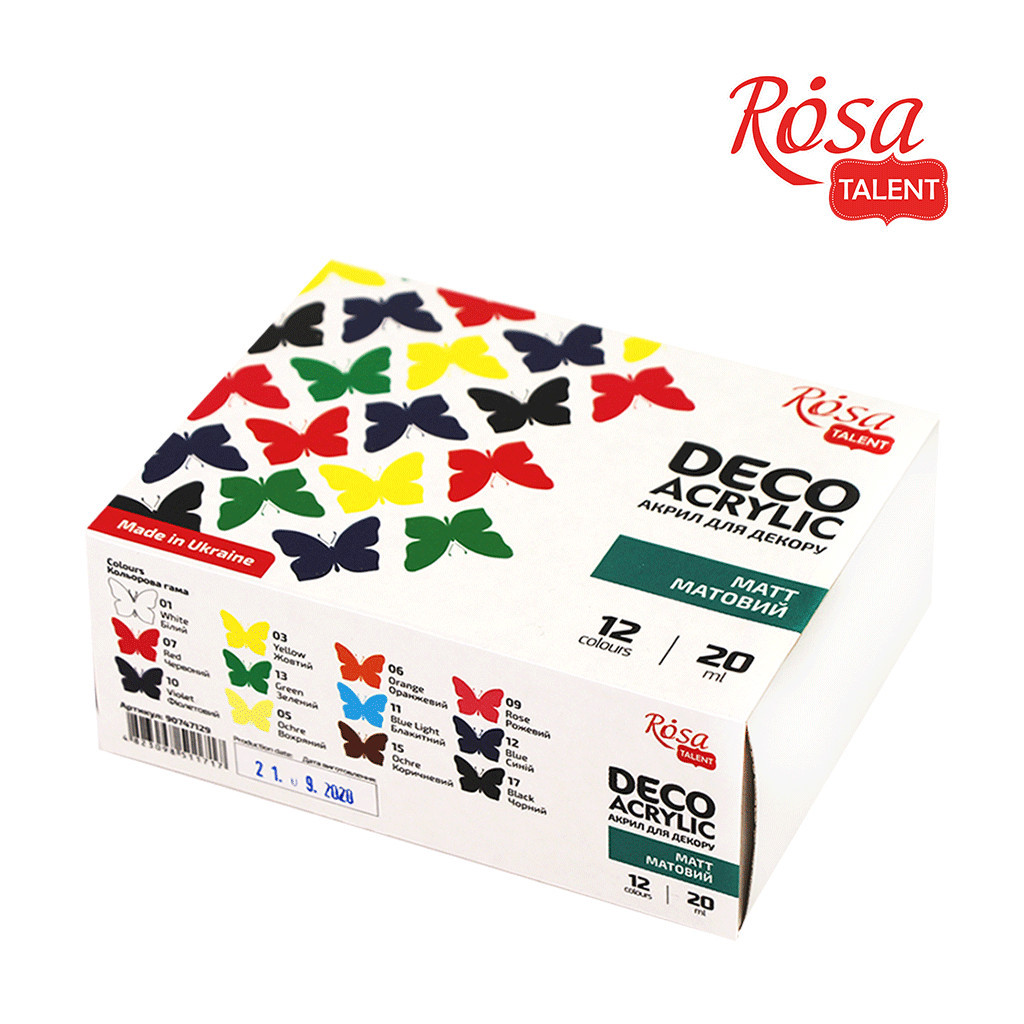 Акрилові фарби Rosa для декору матові 12 кол по 20 мл (4823098511717) Акрилові фарби Rosa для декору матові 12 кол по 20 мл (4823098511717)