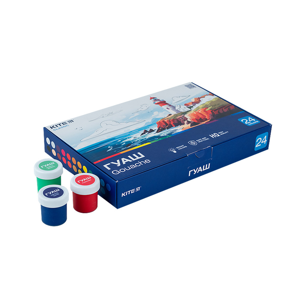 Гуашеві фарби Kite Classic 24 кольорів х 20 мл (K-097) - фото 2 Гуашеві фарби Kite Classic 24 кольорів х 20 мл (K-097) - фото 2