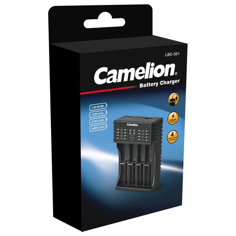 Зарядний пристрій для акумуляторів Camelion Univercal charger for Ni-MH 1.2V, Li-Fe 3.2V, Li-Ion 3.7 to 3.85V, Input DC 5V-2A (LBC-321) - фото 1