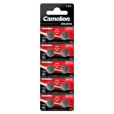 Батарейка AG12 / LR43 / LR1142 / 386 Alkaline * 10 Camelion (AG12-BP10) - фото 1