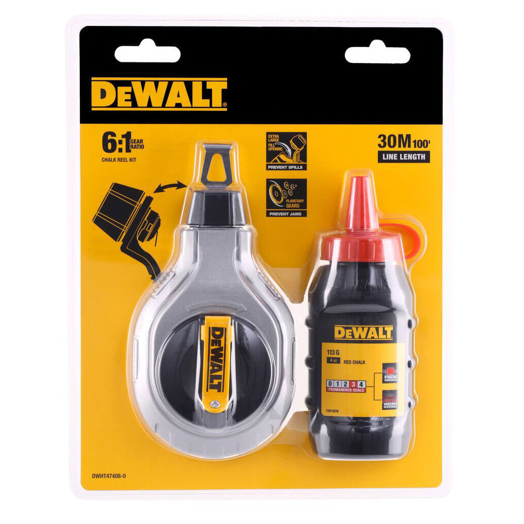 Шнур розміточний DeWALT 30м, в комплекті крейдяний порошок. (DWHT47408-0) - фото 2 Шнур розміточний DeWALT 30м, в комплекті крейдяний порошок. (DWHT47408-0) - фото 2