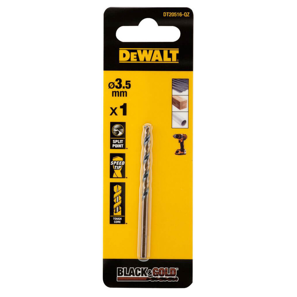 Свердло DeWALT по металу Black & Gold, HSS-G, 3.5 х 70 х 39 мм (DT20516) - фото 1