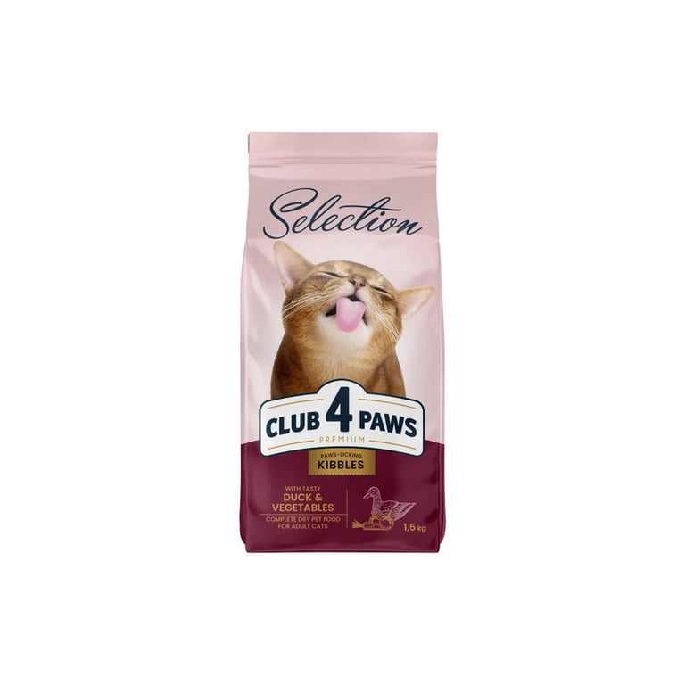 Сухий корм для кішок Club 4 Paws Selection Преміум З качкою та овочами 1.5 кг (4820215369145)
