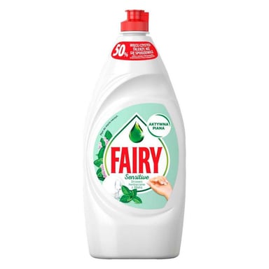 Засіб для ручного миття посуду Fairy Sensitive Чайне дерево і М'ята 900 мл (4015400958130/8006530111577) - фото 1