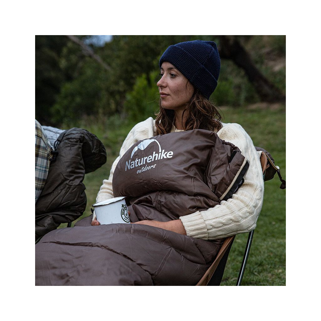 Спальний мішок Naturehike з капюшоном U250 NH20MSD07 (6°C) лівий, коричневий (6927595767207-L) - фото 4 Спальний мішок Naturehike з капюшоном U250 NH20MSD07 (6°C) лівий, коричневий (6927595767207-L) - фото 4