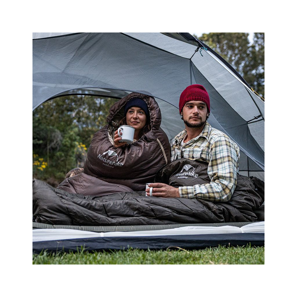 Спальний мішок Naturehike з капюшоном U250 NH20MSD07 (6°C) лівий, коричневий (6927595767207-L) - фото 6 Спальний мішок Naturehike з капюшоном U250 NH20MSD07 (6°C) лівий, коричневий (6927595767207-L) - фото 6