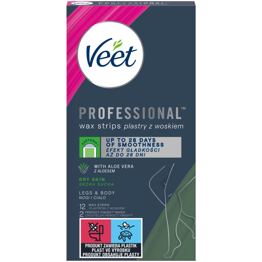 Воскові смужки Veet Professional для сухої шкіри з Алоє вера 12 шт. (8410104511340) - фото 1