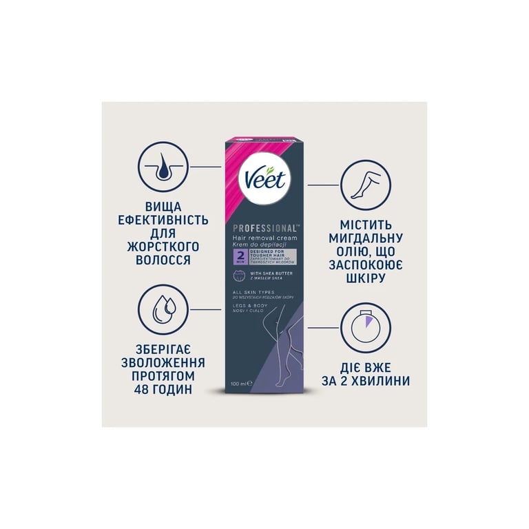 Крем для депіляції Veet Professional для всіх типів шкіри з Олією ши 100 мл (5900627099034) - фото 4