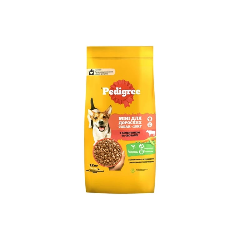 Сухий корм для собак Pedigree для малих порід з яловичиною та овочами 12 кг (5998749120910) - фото 1