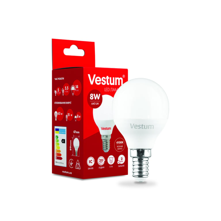 Лампочка Vestum G45 8W 4100K 220V E14 (1-VS-1211) - фото 2