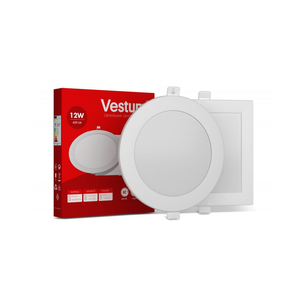 Світильник Vestum LED 12W 6000K 220V (1-VS-5109) - фото 1