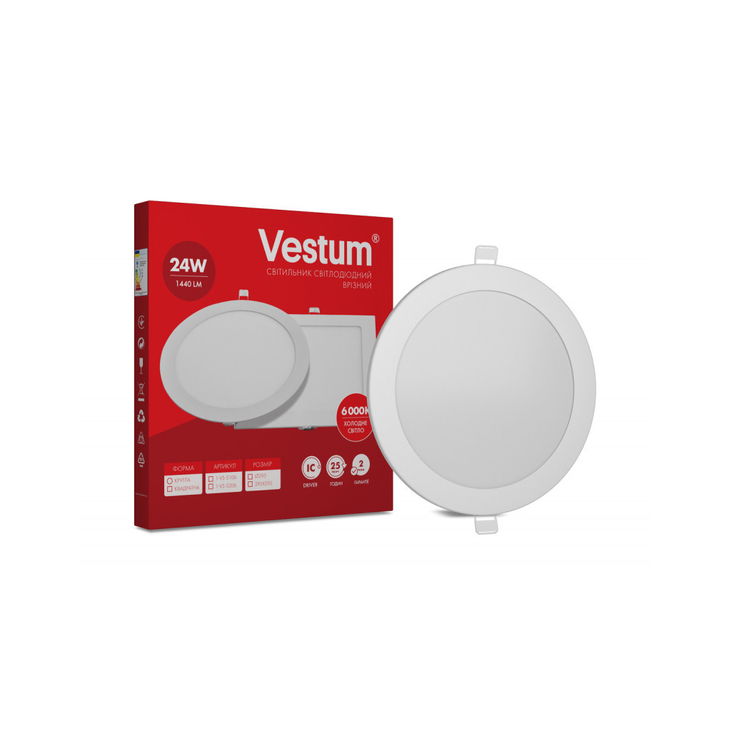 Світильник Vestum LED 24W 6000K 220V (1-VS-5106) - фото 1