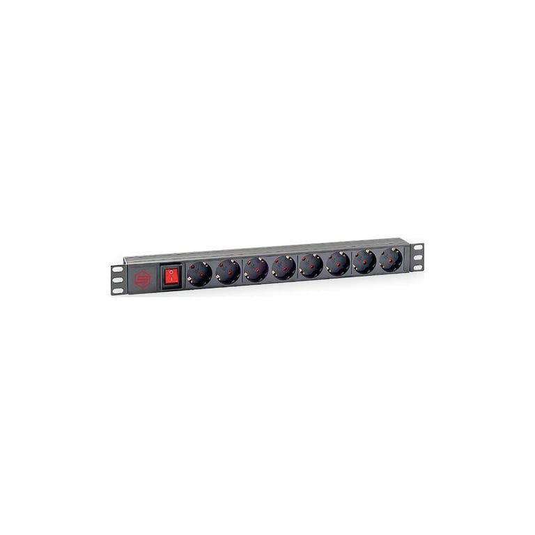 Силовий блок 19" 1U 8xSchuko, вимикач, С14 Kingda (KD-PDU-GM-1U-P8-C14) - фото 1