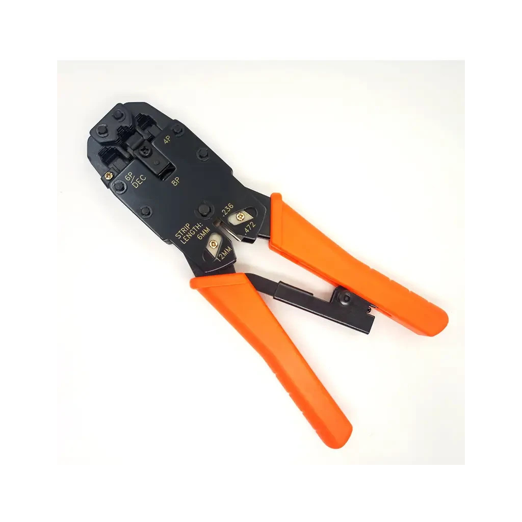 Інструмент Kingda RJ-45/RJ-12 з трещіткою (KD-T2008R) Інструмент Kingda RJ-45/RJ-12 з трещіткою (KD-T2008R)