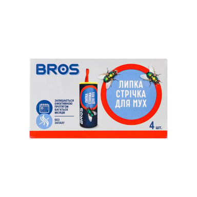 Липка стрічка від комах Bros Від мух 4 шт. (5904517061316) - фото 1