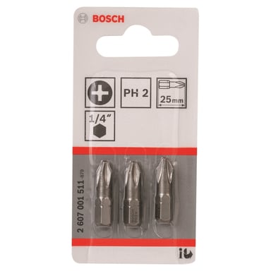 Набір біт Bosch Extra-Hart PH2, 25мм, 3шт (2.607.001.511) - фото 1
