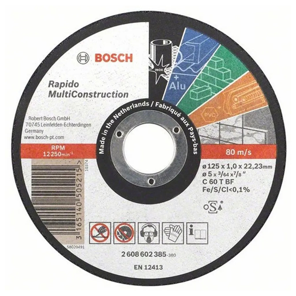 Круг відрізний Bosch Rapido Multi Construction 125x1мм (2.608.602.385) - фото 1 Круг відрізний Bosch Rapido Multi Construction 125x1мм (2.608.602.385) - фото 1
