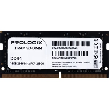 Модуль пам'яті для ноутбука SoDIMM DDR4 16GB 2666 MHz Prologix (PRO16GB2666D4S) - фото 1