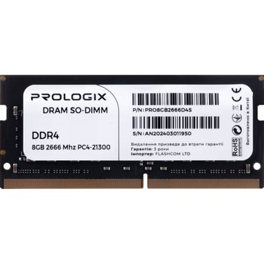 Модуль пам%27яті для ноутбука SoDIMM DDR4 8GB 2666 MHz Prologix (PRO8GB2666D4S)