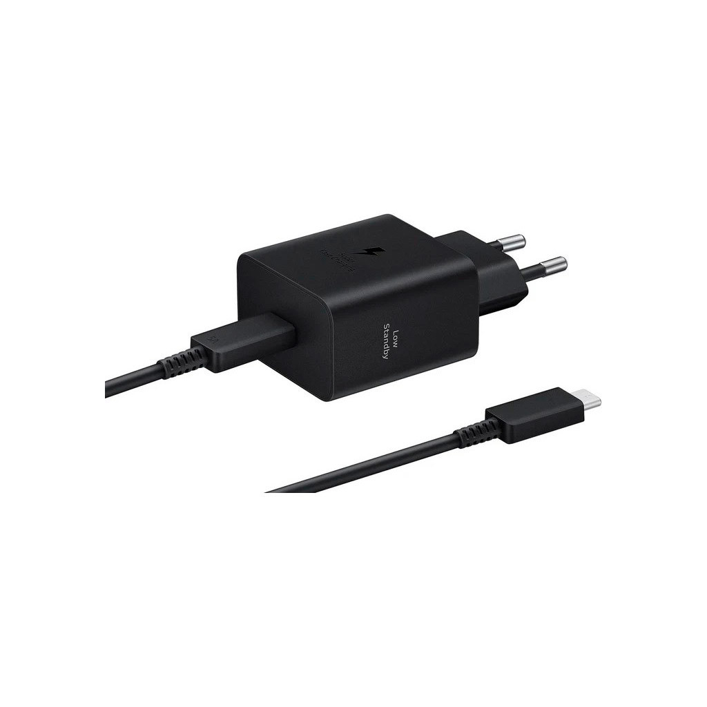 Зарядний пристрій Samsung 45W Compact Power Adapter (w C to C Cable) Black (EP-T4511XBEGEU) - фото 1
