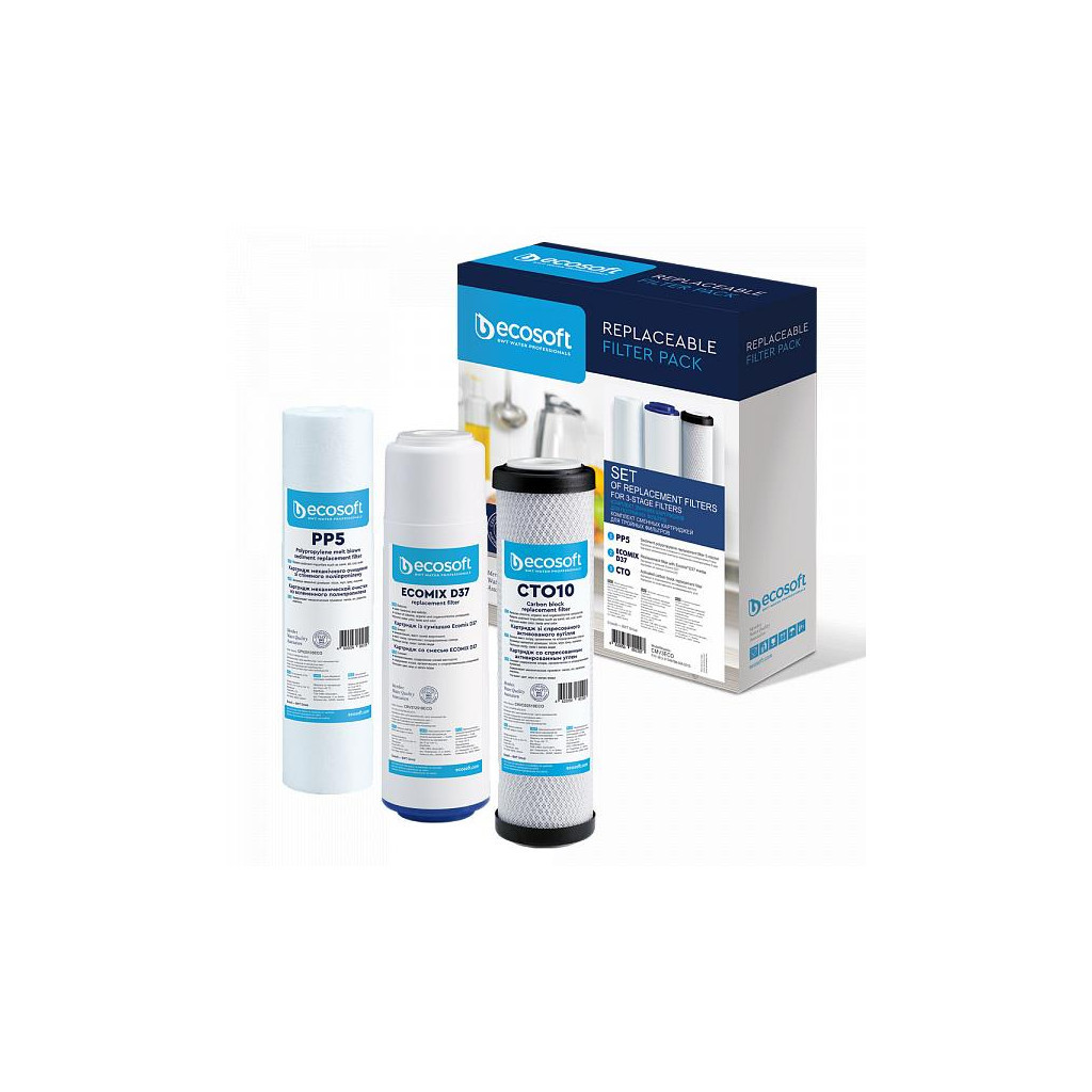 Картридж для фільтра глечика Ecosoft Комплект картриджів Ecosoft 1-2-3 для тристадійних фільтрів (CMV3ECO) Картридж для фільтра глечика Ecosoft Комплект картриджів Ecosoft 1-2-3 для тристадійних фільтрів (CMV3ECO)
