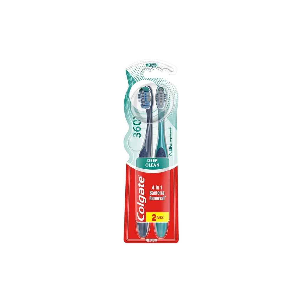 Зубна щітка Colgate 360 Суперчистота всієї ротової порожнини 2 шт. (8718951561441) - фото 1 Зубна щітка Colgate 360 Суперчистота всієї ротової порожнини 2 шт. (8718951561441) - фото 1