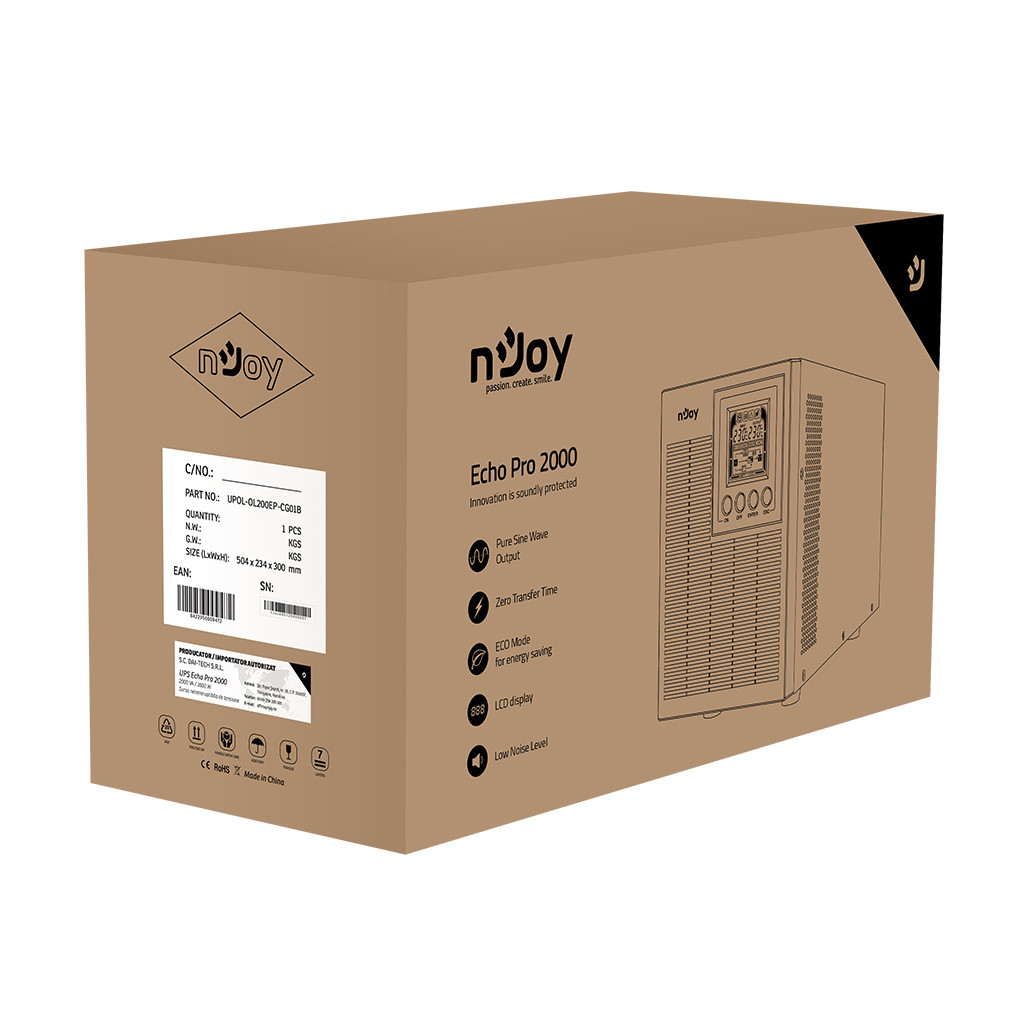 Пристрій безперебійного живлення nJoy Echo Pro 2000VA (UPOL-OL200EP-CG01B) - фото 5 Пристрій безперебійного живлення nJoy Echo Pro 2000VA (UPOL-OL200EP-CG01B) - фото 5