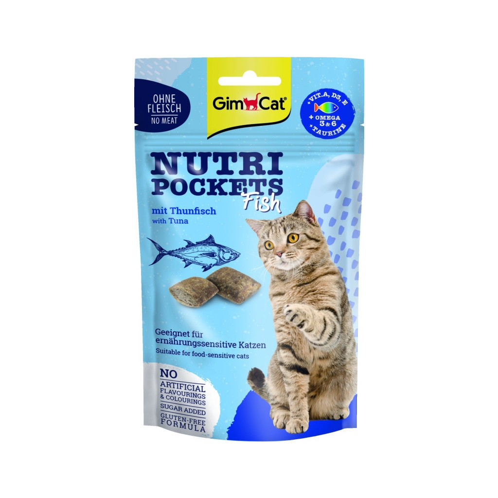 Ласощі для котів GimCat Nutri Pockets Fish Тунець 60 г (4002064419633) - фото 1 Ласощі для котів GimCat Nutri Pockets Fish Тунець 60 г (4002064419633) - фото 1