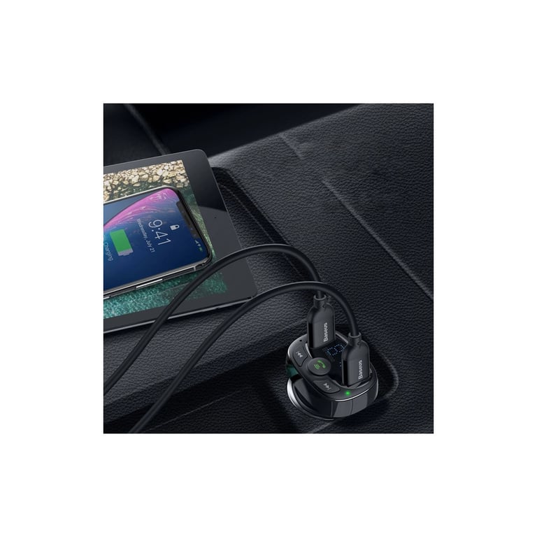 FM модулятор Baseus T Shaped S-09A 2 х USB Type-A, microSD Black (CCMT000001) - фото 10