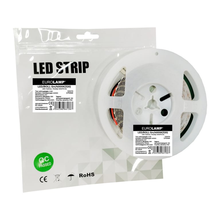 Світлодіодна стрічка Eurolamp 24V, 4000K 5м (LED/ROLL) - фото 1